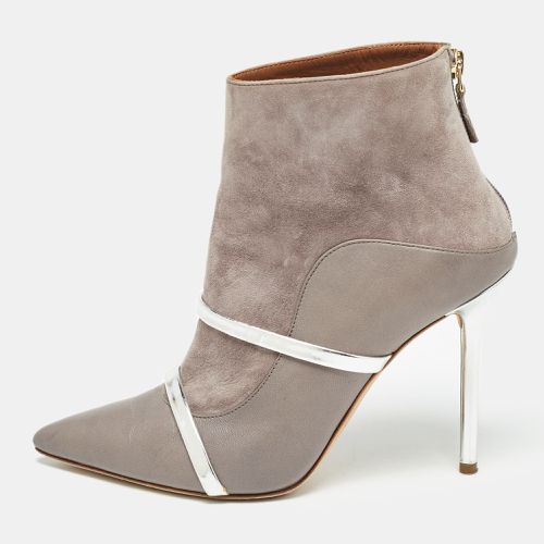 Malone Souliers Grey Suede and Leather Pointed Toe Ankle Booties Size 38.5 - Malone Souliers - Modalova