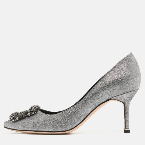 Manolo Blahnik Silver Lurex Fabric Hangisi Pumps Size 36 - Manolo Blahnik - Modalova