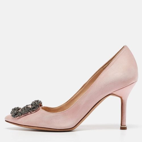 Manolo Blahnik Light Pink Satin Hangisi Pumps Size 35 - Manolo Blahnik - Modalova