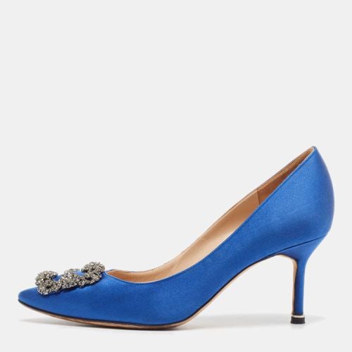 Manolo Blahnik Blue Satin Hangisi Pumps Size 37.5 - Manolo Blahnik - Modalova