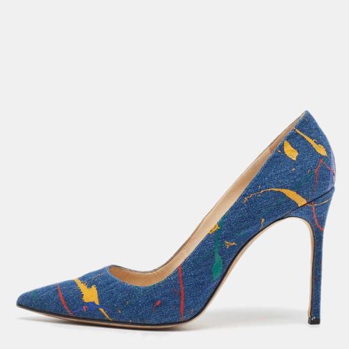 Manolo Blahnik Blue Denim Paint Splatter BB Pumps Size 42 - Manolo Blahnik - Modalova