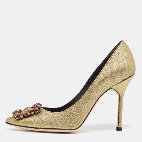 Manolo Blahnik Gold Lurex Fabric Hangisi Pumps Size 37 - Manolo Blahnik - Modalova