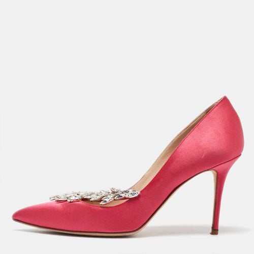 Manolo Blahnik Pink Satin Nadira Pointed Toe Pumps Size 37 - Manolo Blahnik - Modalova