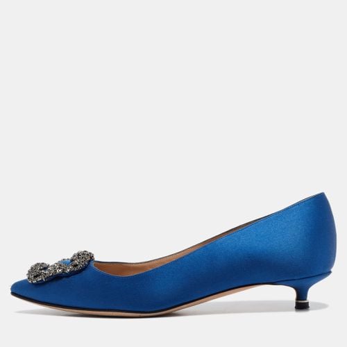 Manolo Blahnik Blue Satin Hangisi Pumps Size 37 - Manolo Blahnik - Modalova