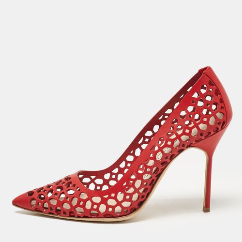 Manolo Blahnik Red Leather Laserato BB Pumps Size 37.5 - Manolo Blahnik - Modalova