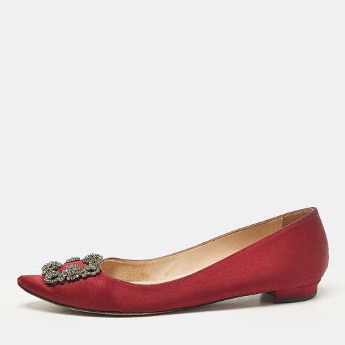 Manolo Blahnik Burgundy Suede Hangisi Ballet Flats Size 38.5 - Manolo Blahnik - Modalova