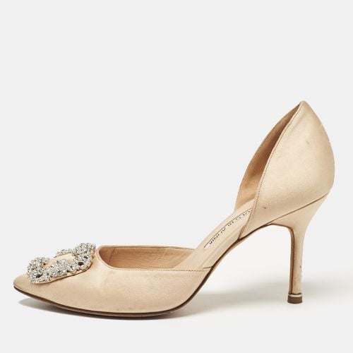 Manolo Blahnik Beige Satin Hangisi D'orsay Pumps Size 38 - Manolo Blahnik - Modalova