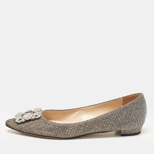 Manolo Blahnik Gold/Silver Glitter Fabric Hangisi Ballet Flats Size 38 - Manolo Blahnik - Modalova