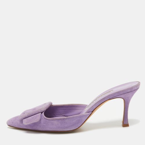 Manolo Blahnik Lilac Suede Maysale Mules Size 37.5 - Manolo Blahnik - Modalova