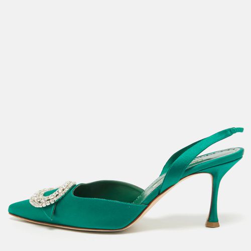 Manolo Blahnik Green Satin Fiboslac Slingback Pumps Size 40 - Manolo Blahnik - Modalova