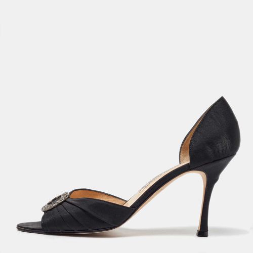 Manolo Blahnik Black Satin Pleated Sedaraby D'orsay Pumps Size 40.5 - Manolo Blahnik - Modalova