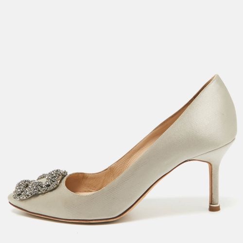 Manolo Blahnik Grey Satin Hangisi Pumps Size 37 - Manolo Blahnik - Modalova