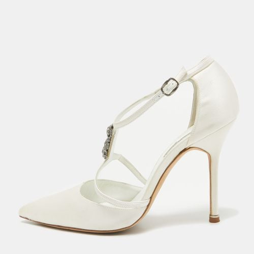 Manolo Blahnik White Satin Strappy D'orsay Pumps Size 40 - Manolo Blahnik - Modalova