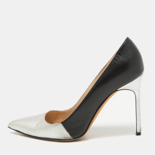 Manolo Blahnik Silver/Black Leather BB Pumps Size 36.5 - Manolo Blahnik - Modalova