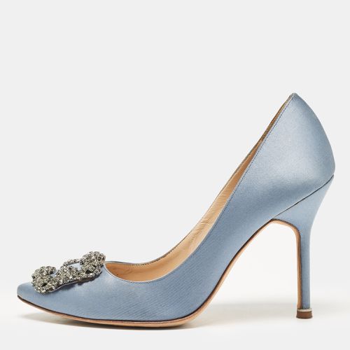 Manolo Blahnik Blue Satin Hangisi Pumps Size 37 - Manolo Blahnik - Modalova