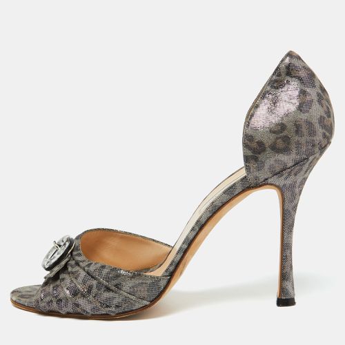 Manolo Blahnik Grey Leopard Print Suede Sedaraby D'Orsay Pumps Size 40.5 - Manolo Blahnik - Modalova