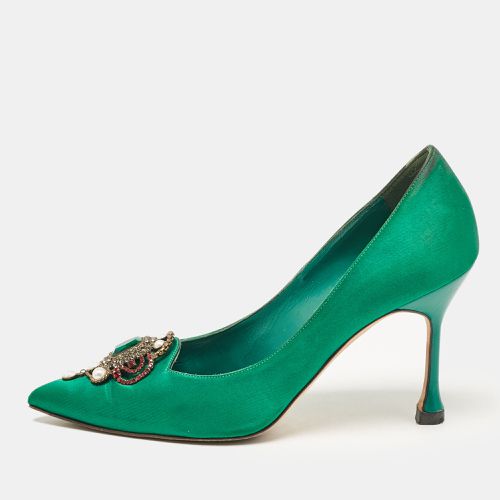 Manolo Blahnik Green Satin Eufrasia Pumps Size 37.5 - Manolo Blahnik - Modalova