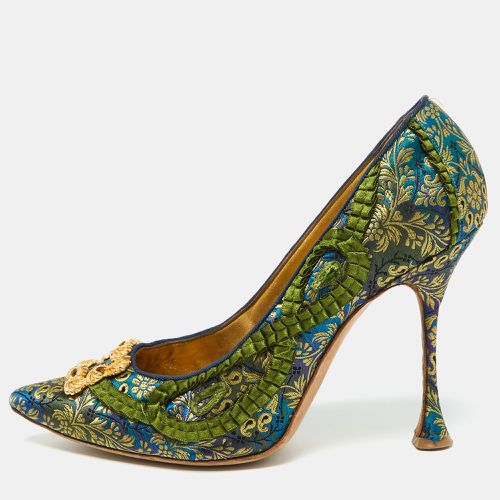 Brocade Fabric Hangisi Pointed Toe Pumps Size 40 - Manolo Blahnik - Modalova