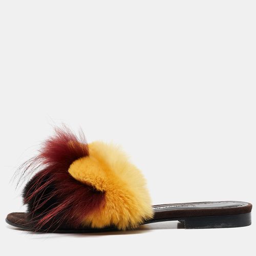 Manolo Blahnik Multicolor Mink Fur Slide Sandals Size 37 - Manolo Blahnik - Modalova