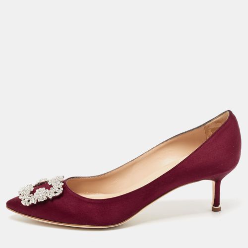 Manolo Blahnik Burgundy Satin Hangisi Pumps Size 40.5 - Manolo Blahnik - Modalova