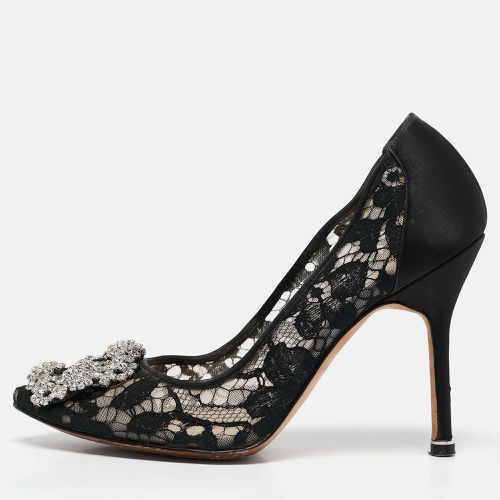 Manolo Blahnik Black Lace and Satin Hangisi Pumps Size 35 - Manolo Blahnik - Modalova