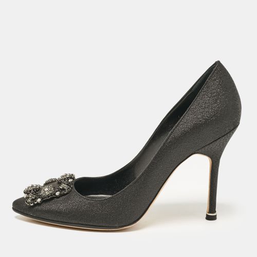 Manolo Blahnik Black Glitter Fabric Hangisi Pumps Size 37 - Manolo Blahnik - Modalova