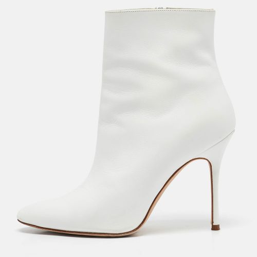 Manolo Blahnik White Leather Ankle Boots Size 36.5 - Manolo Blahnik - Modalova