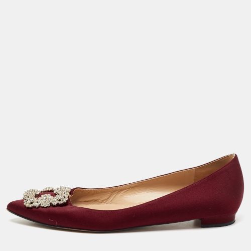 Manolo Blahnik Burgundy Satin Hangisi Ballet Flats Size 39 - Manolo Blahnik - Modalova