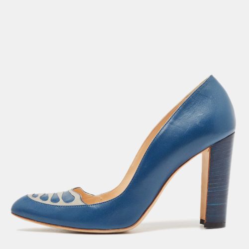 Manolo Blahnik Blue/Grey Leather Pumps Size 39 - Manolo Blahnik - Modalova