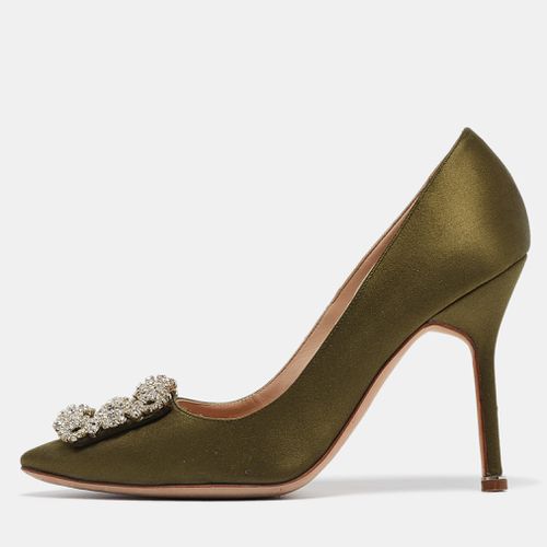 Manolo Blahnik Green Satin Hangisi Pumps Size 36 - Manolo Blahnik - Modalova