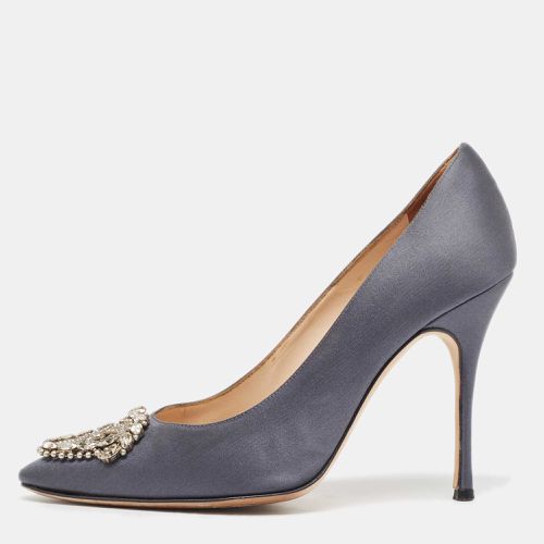 Manolo Blahnik Grey Satin Okkava Pumps Size 38 - Manolo Blahnik - Modalova