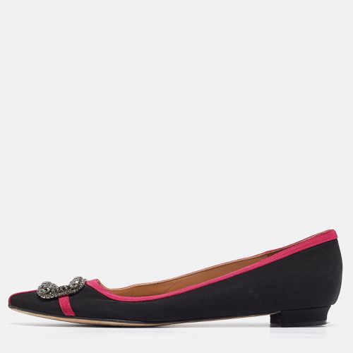 Manolo Blahnik Black/Pink Satin Gotrian Ballet Flats Size 40 - Manolo Blahnik - Modalova