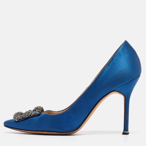 Manolo Blahnik Blue Satin Hangisi Pumps Size 39.5 - Manolo Blahnik - Modalova