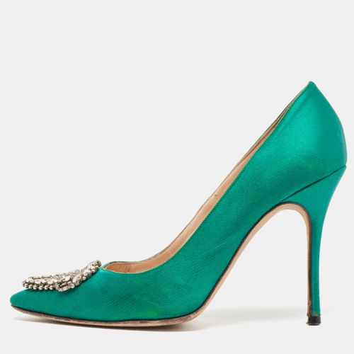 Manolo Blahnik Green Satin Okkaava Pumps Size 37 - Manolo Blahnik - Modalova