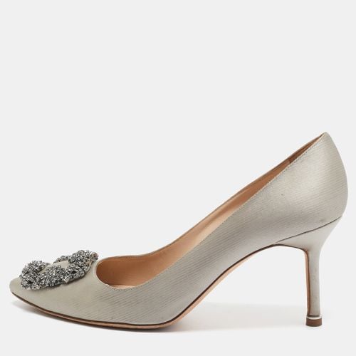 Manolo Blahnik Grey Satin Hangisi Pumps Size 38 - Manolo Blahnik - Modalova