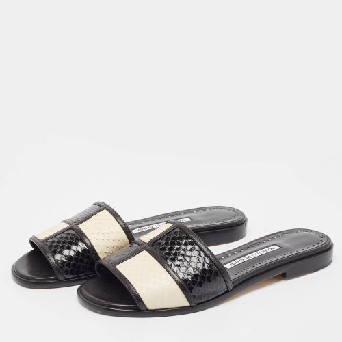 Cream Python Megacle Flat Slides Size 37.5 - Manolo Blahnik - Modalova