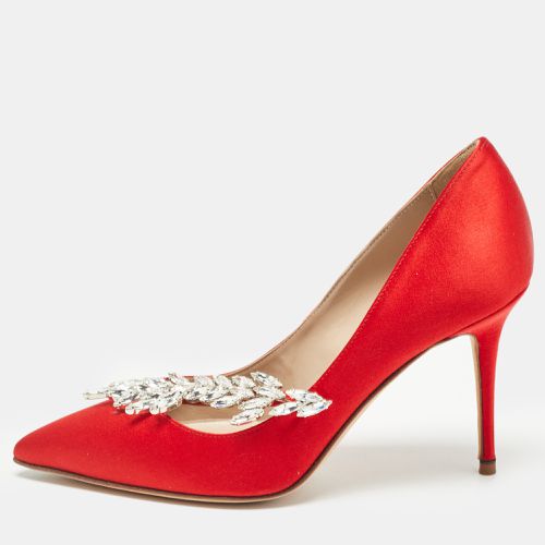 Manolo Blahnik Red Satin Nadira Pumps Size 34 - Manolo Blahnik - Modalova