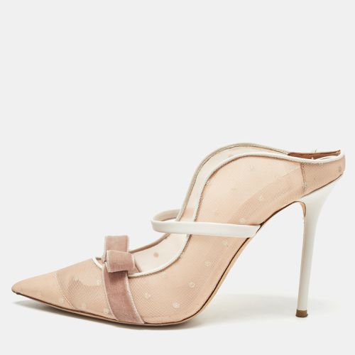 Manolo Blahnik Beige/White Mesh and Leather Marguerite Mules Size 41 - Manolo Blahnik - Modalova