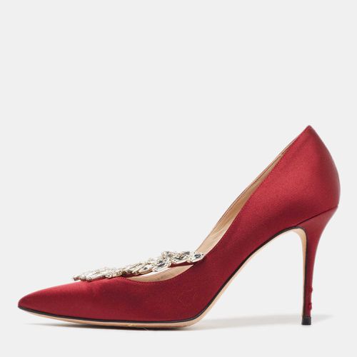 Manolo Blahnik Burgundy Satin Nadira Pumps Size 38 - Manolo Blahnik - Modalova