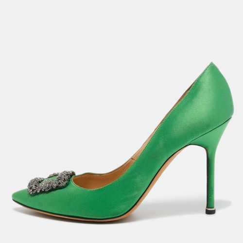 Manolo Blahnik Green Satin Hangisi Pumps Size 42 - Manolo Blahnik - Modalova