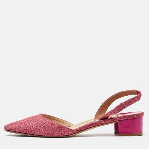 Manolo Blahnik Pink Canvas Aspro Slingback Pumps Size 39 - Manolo Blahnik - Modalova