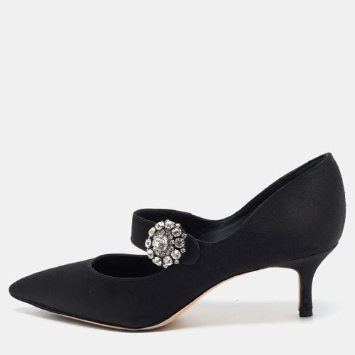 Manolo Blahnik Black Satin Verna Pumps Size 36.5 - Manolo Blahnik - Modalova