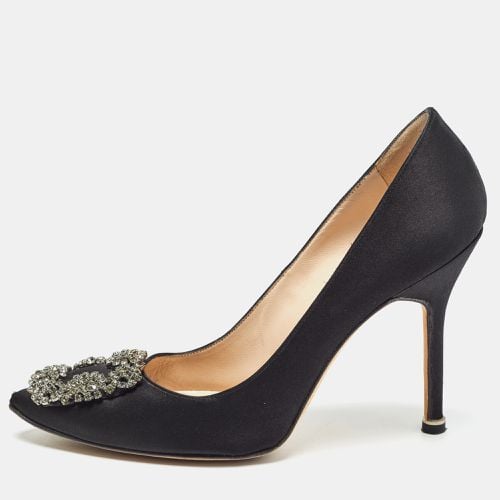 Manolo Blahnik Black Satin Hangisi Pumps Size 36 - Manolo Blahnik - Modalova