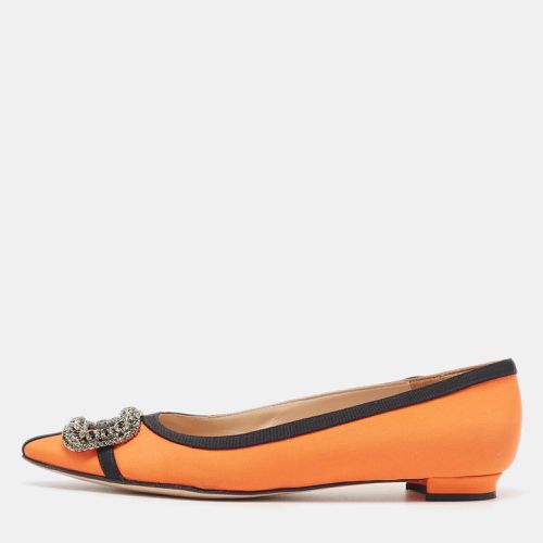 Manolo Blahnik Orange Fabric Gotrian Crystal Embellished Ballet Flats Size 37 - Manolo Blahnik - Modalova