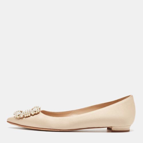 Manolo Blahnik Beige Satin Hangisi Ballet Flats Size 37 - Manolo Blahnik - Modalova