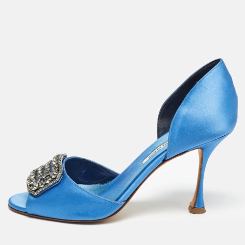 Manolo Blahnik Blue Satin Alicia D'orsay Pumps Size 38 - Manolo Blahnik - Modalova