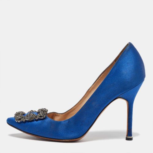 Manolo Blahnik Blue Satin Hangisi Pumps Size 36.5 - Manolo Blahnik - Modalova