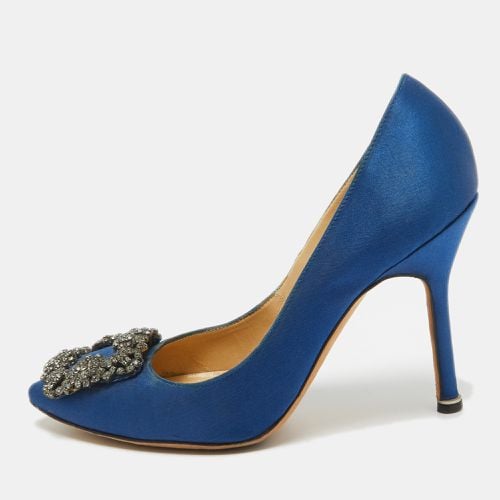 Manolo Blahnik Blue Satin Hangisi Pumps Size 35 - Manolo Blahnik - Modalova