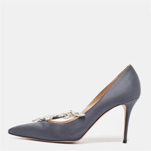 Manolo Blahnik Grey Satin Nadira Pumps Size 40 - Manolo Blahnik - Modalova