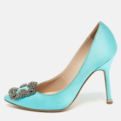 Manolo Blahnik Blue Satin Hangisi Pumps Size 34 - Manolo Blahnik - Modalova